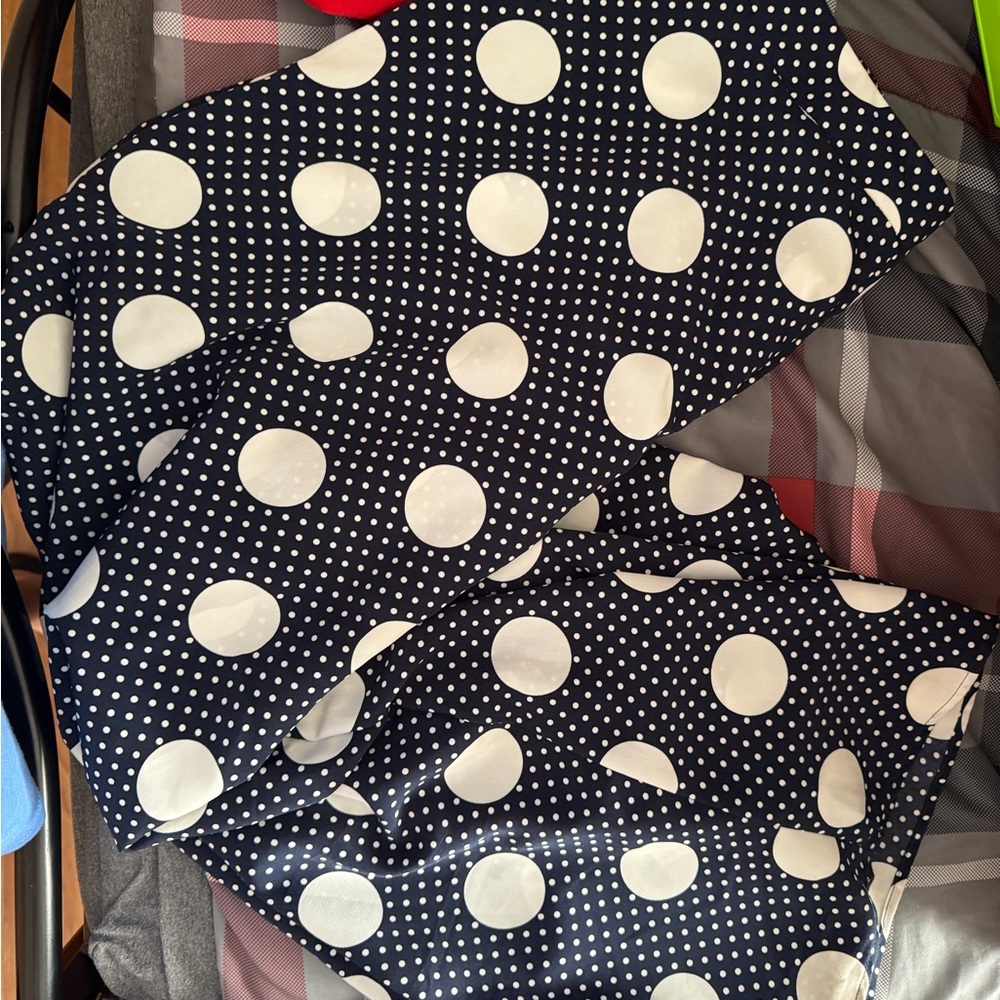 Cato Navy and White Polka Dot Flare Jeans
